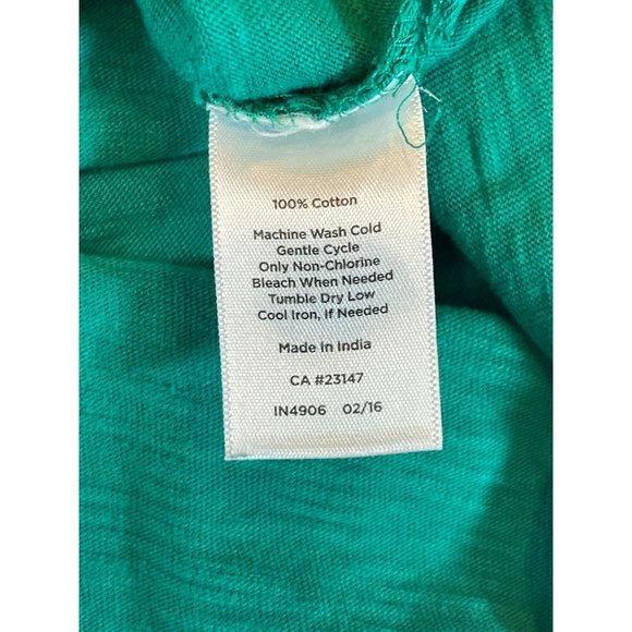 Talbots Womens Embroidered Tank Top Sleeveless Split V Neck Kelly Green SZ Small - Picture 6 of 7